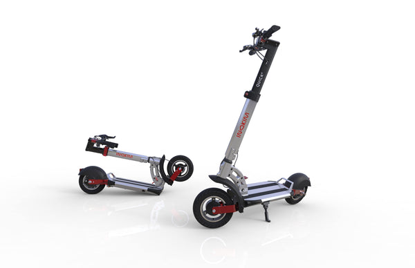Inokim Quick 4 Super electric scooter standing and folded 
